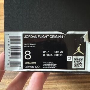 Jordan Flight Origin 4 in White and Black